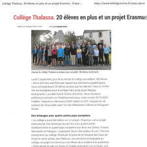 Le télégramme rentrée 2019